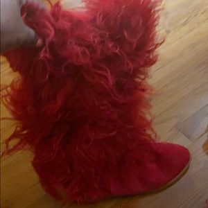 Mongolian fur suede boots